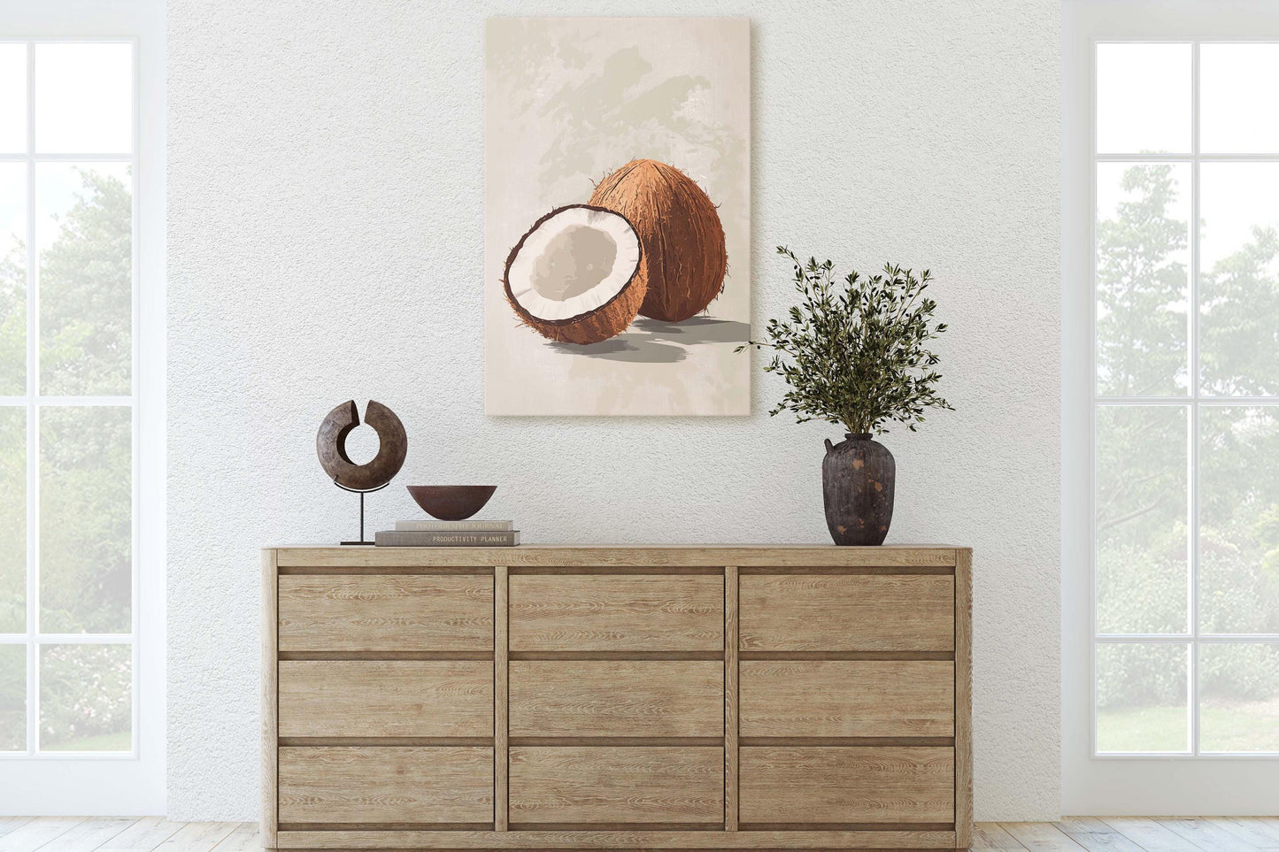 Coconut Print, Coconut Still life, Food Decor, Bahamas Decor, Tiki Decor