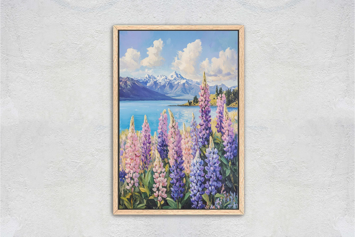 Lake Tekapo Painting, New Zealand Art, Landscape Painting, Wildflower Lake