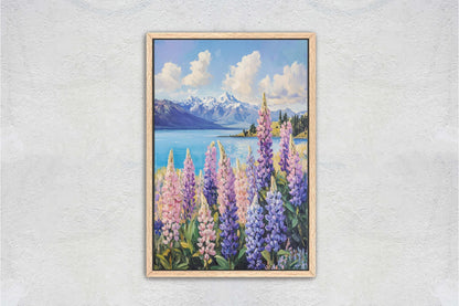 Lake Tekapo Painting, New Zealand Art, Landscape Painting, Wildflower Lake