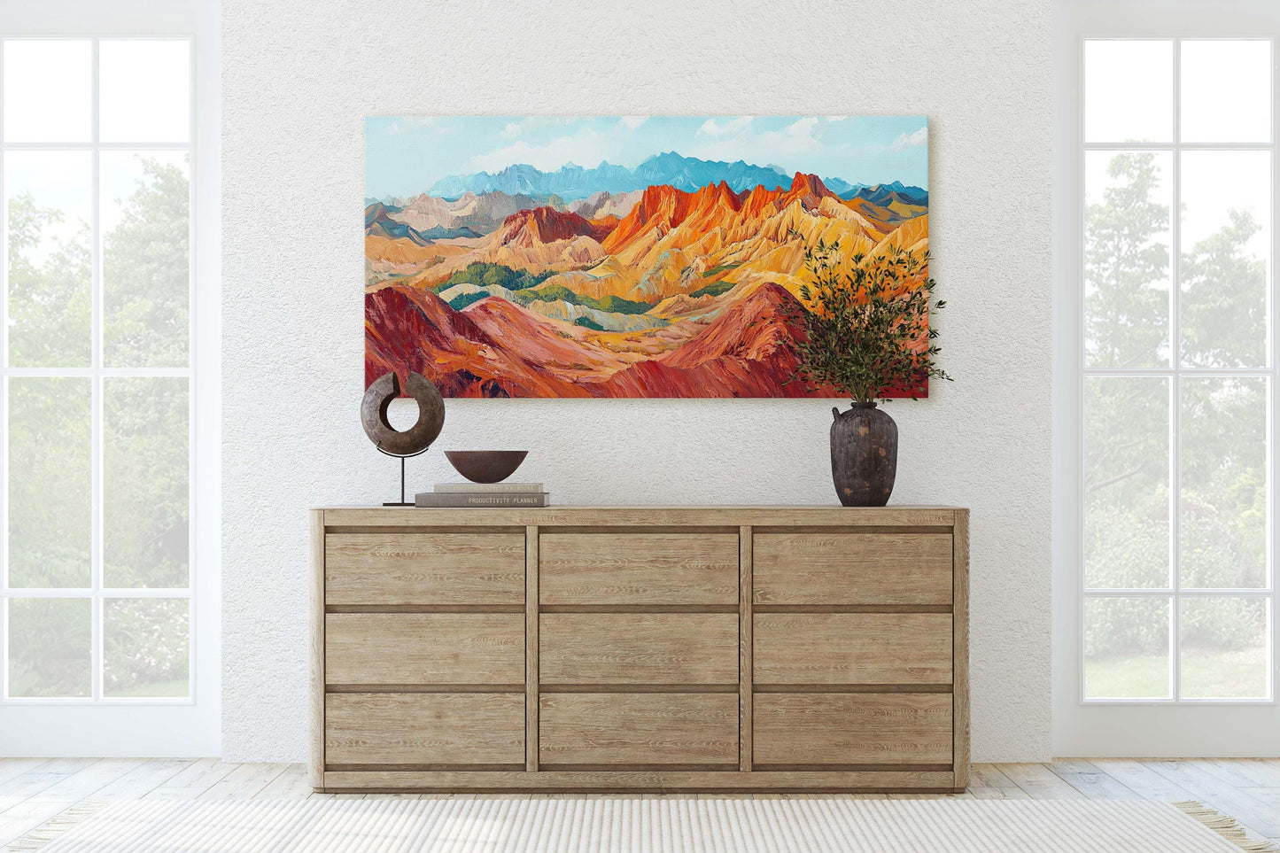 Canyon Art, Warm Tones, Mountain Landscape, Nature Painting