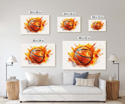Basketball Painting, Sports Decor, Athlete Art, Framed Canvas, Large print, Kids Room, Boys Room, Gift For Him, Husband Gift, Dad Gift
