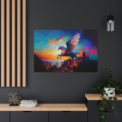 Pegasus Flying Colorful Canvas Art Ready To Hang | Fantasy | Mythology