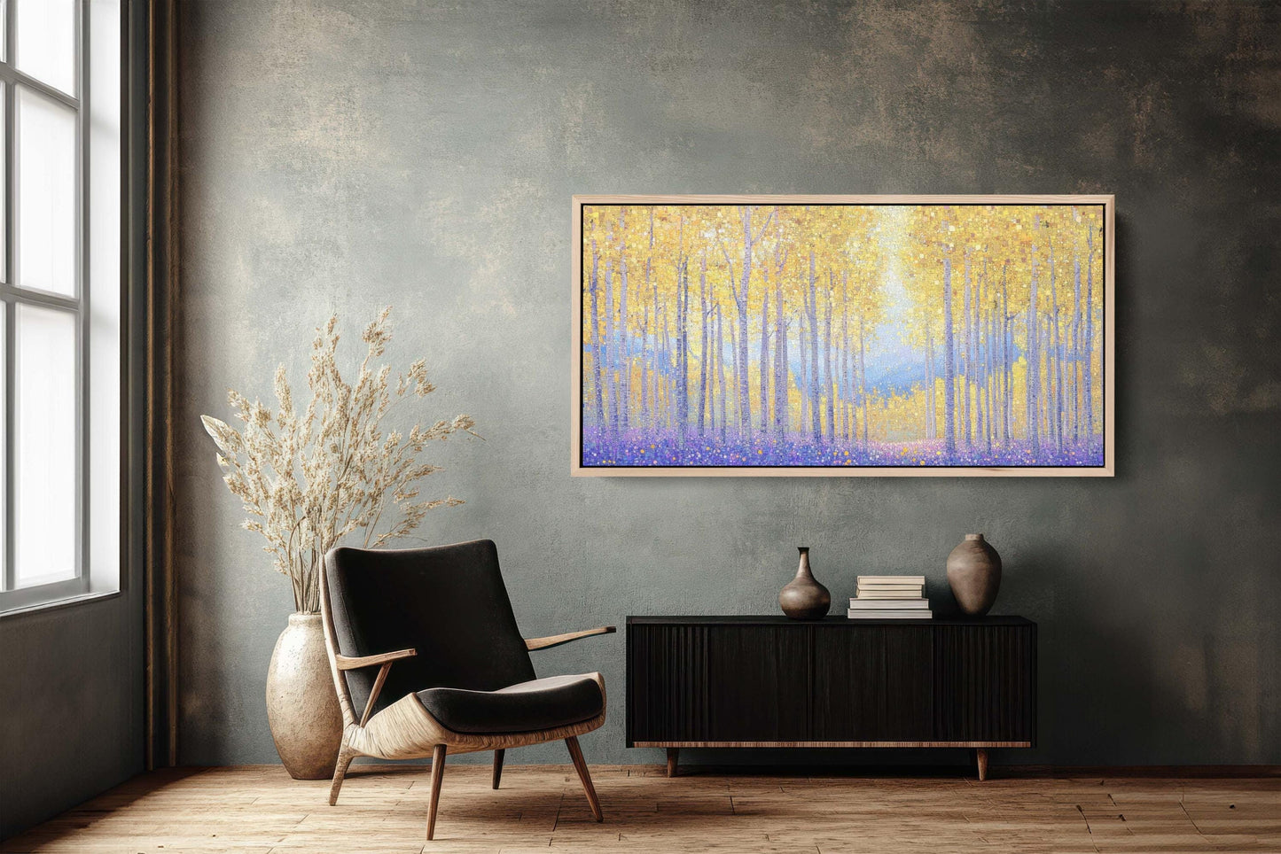 Pointillism Fall Canvas, Aspens In Fall, Autumn Forest