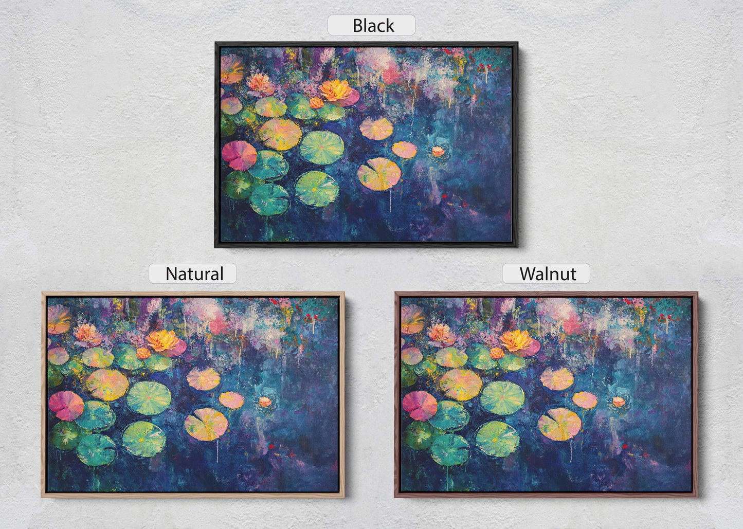 Water Lily Painting, Lily Pad Art, Contemporary Pond, Abstract Lily Pad