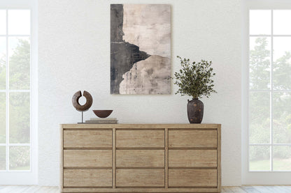 Wabi Sabi Artwork, Minimalist Texture, Neutral Tones, Black and White, Extra Large Print, Framed Canvas, Abstract, Texture