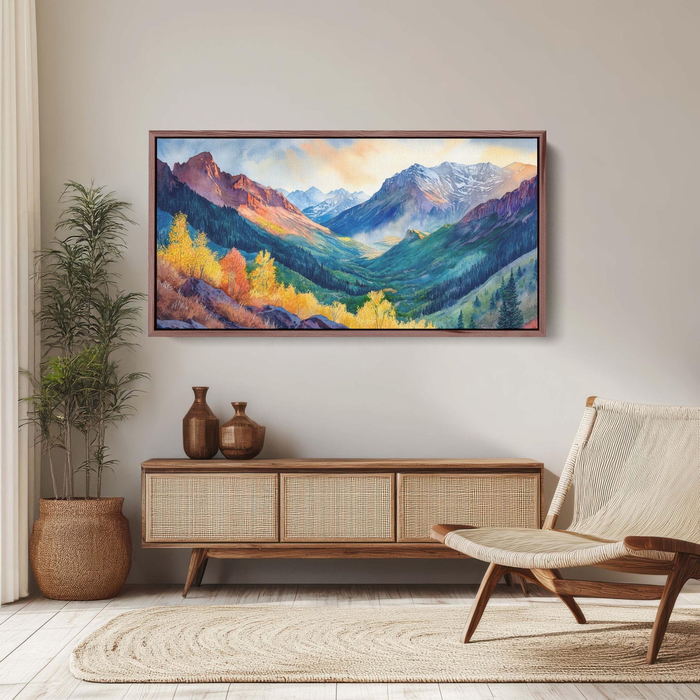 Telluride Colorado, Rocky Mountains,Fall Mountains, Vibrant Landscape, Framed Canvas, Extra Large Print