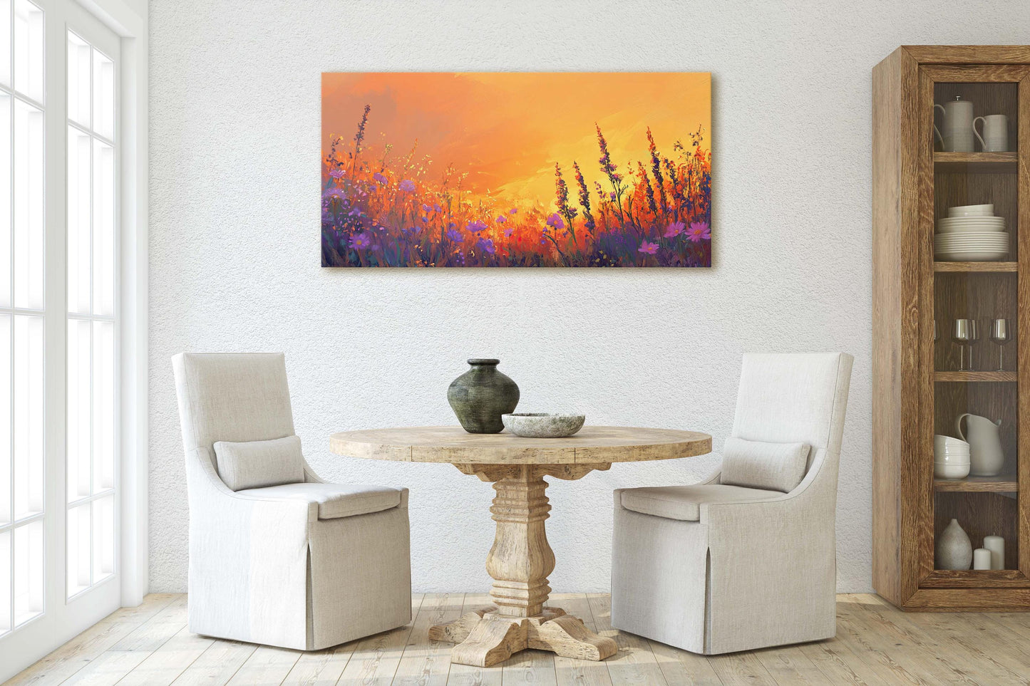 Orange Sunset, Wildflowers Print, Orange Sunrise, Floral Print, Botanical Art