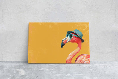 Hipster Flamingo, Pop Art, Street Art, Graffiti Painting, Animal Sunglasses, Orange Blue, Fun Quirky, Large Art Print, Kids Room, Pink