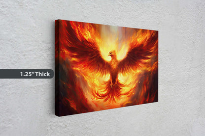 Phoenix Fire Bird, Flaming Bird, Mythology Animal, Mythological, Large Canvas Print, Ready to Hang, Fantasy Creature, Game Room, Man Cave