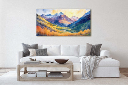 Telluride Colorado, Fall Mountains, Vibrant Landscape, Framed Canvas, Extra Large Print