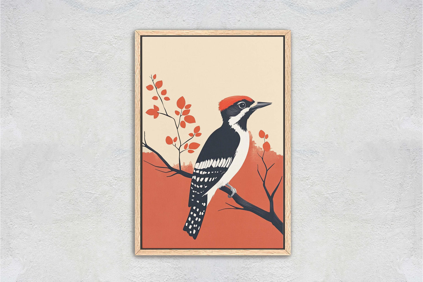 Woodpecker Art, Contemporary Print, Abstract Bird