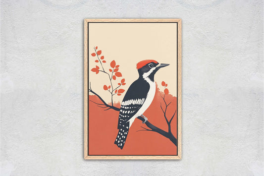 Woodpecker Art, Contemporary Print, Abstract Bird