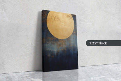 Gold Moon on Indigo, Moon Painting, Minimalist Art, Circle Indigo, Maximalist Art, Contemporary Decor, Celestial Art, Space Decor, Night Sky