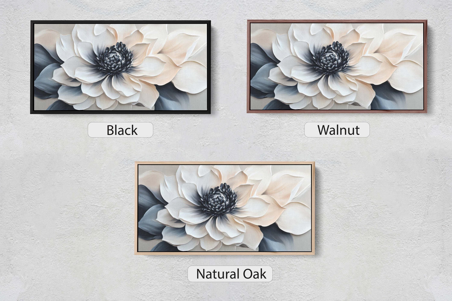Black White Flower, Neutral Tones, Flower Painting
