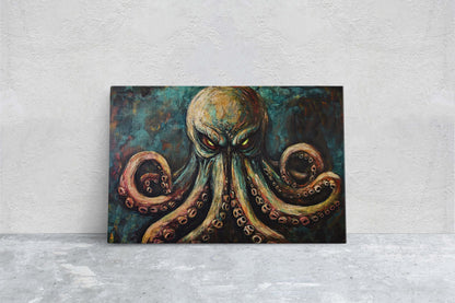 Cthulhu Painting, Evil Octopus, Scary Animal, Gothic Decor, Fantasy Creature
