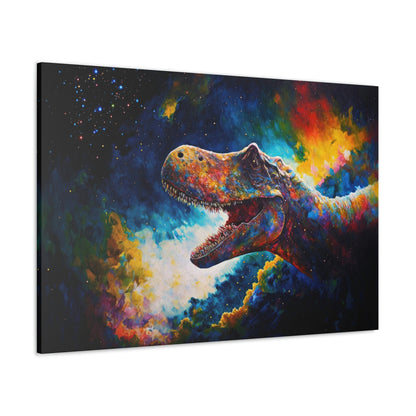 T-Rex Canvas Art Ready To Hang Large Print, Oil Painting, Colorful, tyrannosaurus, Space, Dinosaur