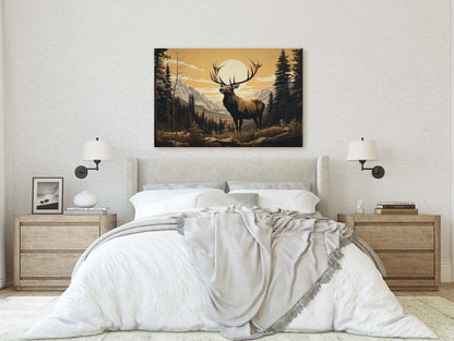 Rocky Mountain Elk, Elk Painting, Cabin Decor, Mountain Home Decor, Neutral Art, Nature Decor, Framed Canvas