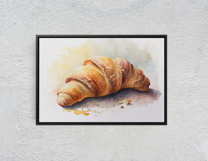 Croissant, French Pastry, Ready To Hang, Large Print, Watercolor Painting, Dining Room, Kitchen Art, Restaurant Art, Bakery