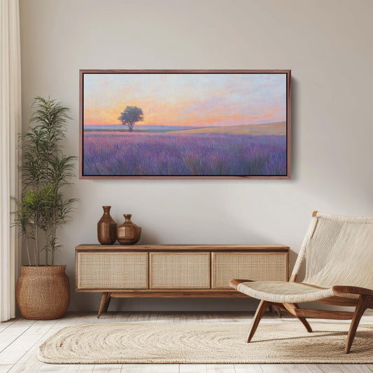 Lavender Fields, Sunset Lavender Painting, Wildflower Painting