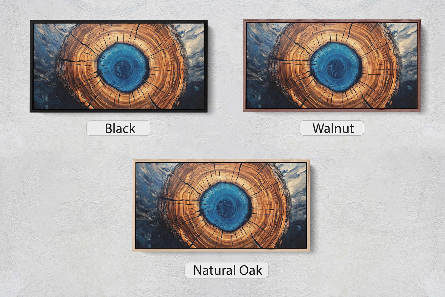 Modern Tree Decor, Contemporary Art, Blue Log, Wide Print,