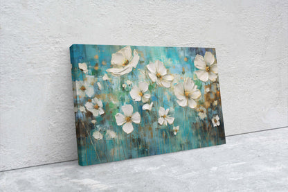 White Poppies on Canvas, Wildflower Print, Subtle Decor, Flower Art, Painting Print, Abstract Flowers, Impressionist Art, Large Print