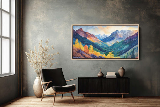 Telluride Colorado, Rocky Mountains,Fall Mountains, Vibrant Landscape, Framed Canvas, Extra Large Print