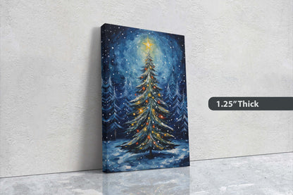 Starry Christmas Tree, Starry Night, Christmas Painting, Xmas Decor, Framed Canvas, Large Painting, Festive Print, Winter Art