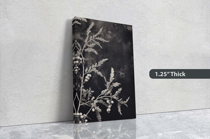 Botanical Print, Black and White, Minimalist Painting, Farmhouse Decor, Floral Wall Art, Framed Canvas, Wildflower Art