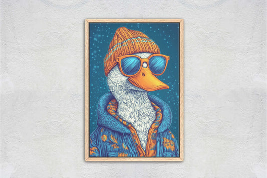 Hipster Duck, Pop Art, Modern Decor, Street Art, Framed Print, Animal Art, Unique Art, Animal Sunglasses, Kids Room, Boys Room
