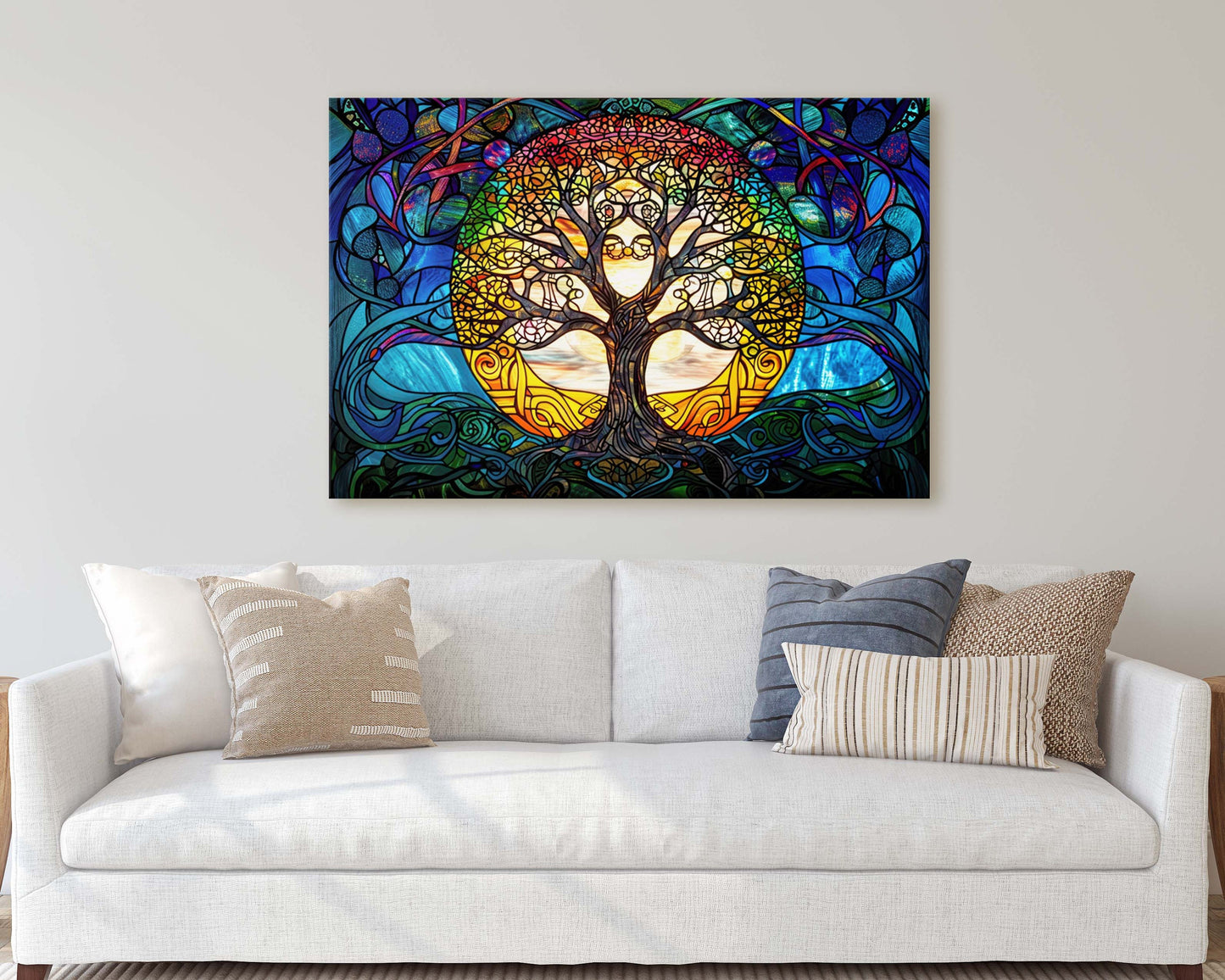 Yggdrasil Painting, Tree of life, Norse Mythology, Celtic Art, Stained Glass, Symbolic Artwork, Nature Decor, Abstract Nature, Large Print