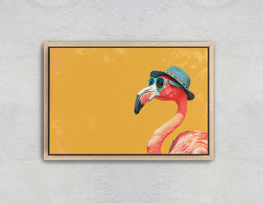 Hipster Flamingo, Pop Art, Street Art, Graffiti Painting, Animal Sunglasses, Orange Blue, Fun Quirky, Large Art Print, Kids Room, Pink
