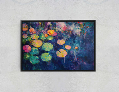 Water Lily Painting, Lily Pad Art, Contemporary Pond, Abstract Lily Pad