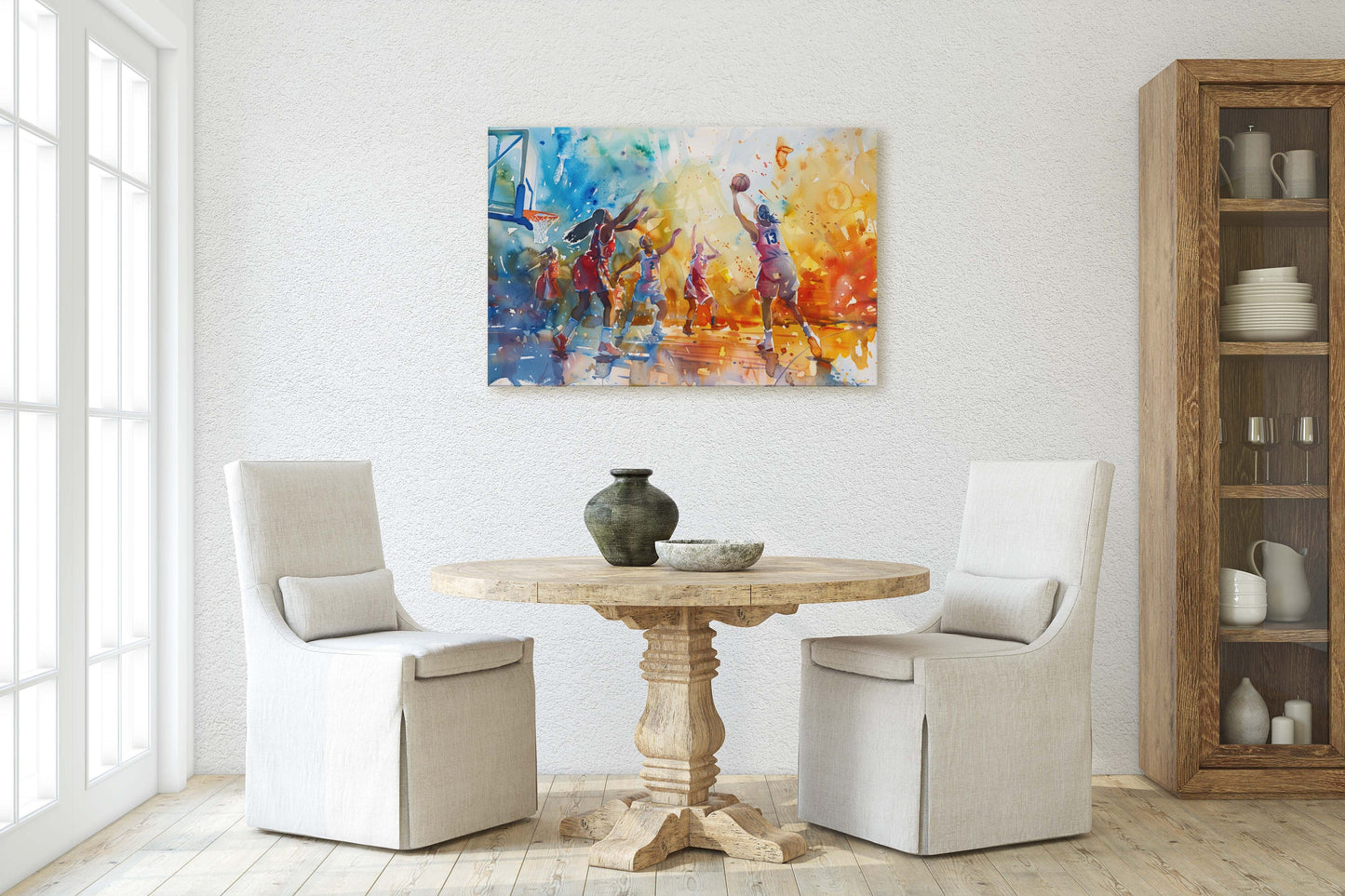 Women's Basketball, Girls Basketball, Colorful sports, Woman Sports, Large Art Print, Framed Canvas, Girls Room, Kids room, Athlete