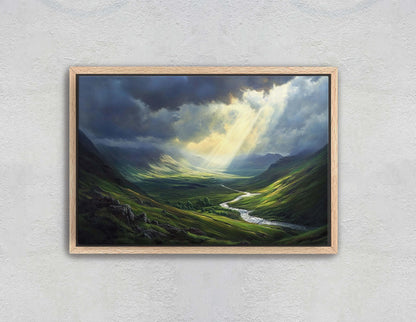 Celtic Highlands, Scotland Highlands, Scenic Decor, Valley Painting