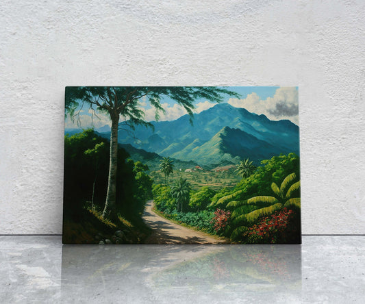 Blue Mountains Jamaica Canvas Art Ready To Hang Large Print, Oil Painting, Landscape