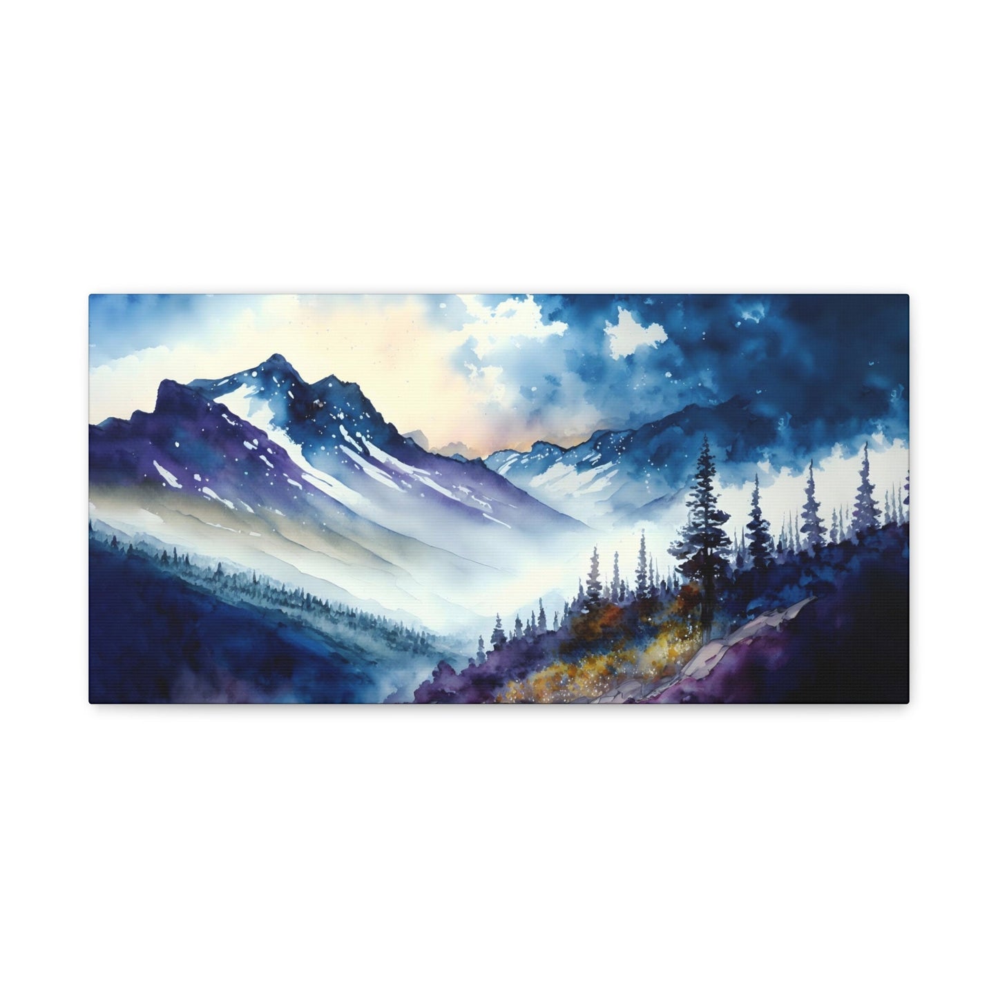Mountain Side Landscape - Watercolor stretched canvas