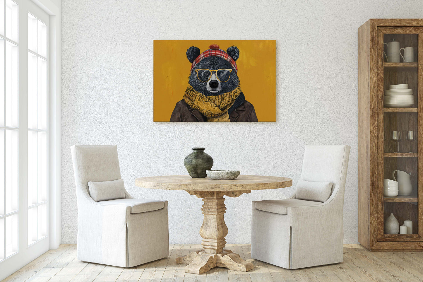 Hipster Bear, Pop Art, Street Art, Graffiti Painting, Animal Sunglasses, Orange Blue, Fun Quirky, Large Art Print, Kids Room, Boys Room