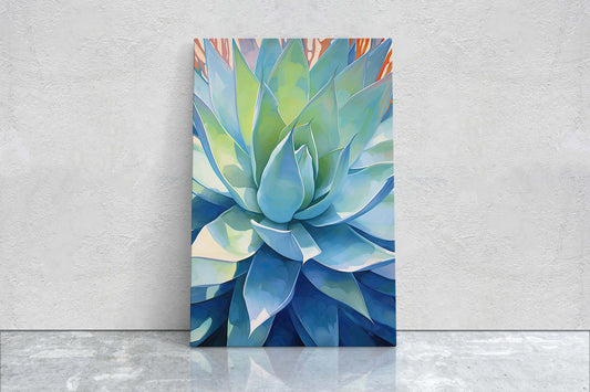 Succulent Canvas, Cactus Painting, Botanical Painting, Large Print, Ready to Hang, Nature Painting, Flower Decor, Gift For Home, Colorful