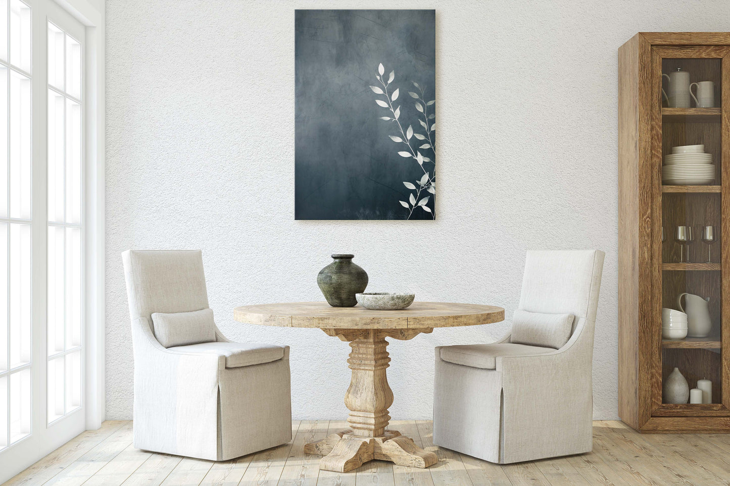 Black and White Floral, Botanical Art, Wildflower Decor, Farmhouse Print, Modern Art, Large Print, Framed Canvas