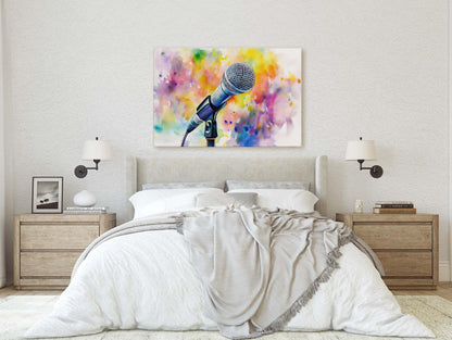 Microphone Art, Watercolor Mic, Gift for Singer