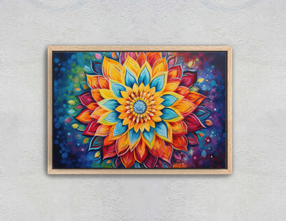 Mandala Flower, Indian Asian Decor, Geometric art, Sacred Geometry, Framed Canvas, Dorm Decor, College Art, Trippy, Psychedelic