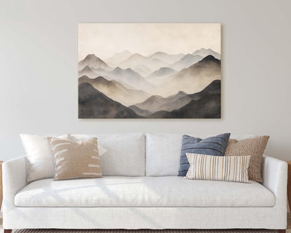 Foggy Mountain Art, Misty Mountains, Nature Painting