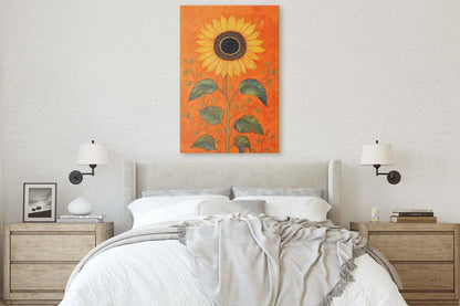 Orange Sunflower Painting, Contemporary Art, Living Room