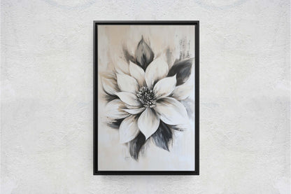 Black And White Flower, Flower Painting, Neutral Tones, Black White