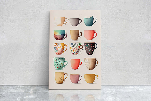 Mug Art, Coffee Mugs, Tea Cups, Kitchen Decor, Cafe Art, Barista Decor, Coffee House, Dining Room, Latte, Espresso, Large Print