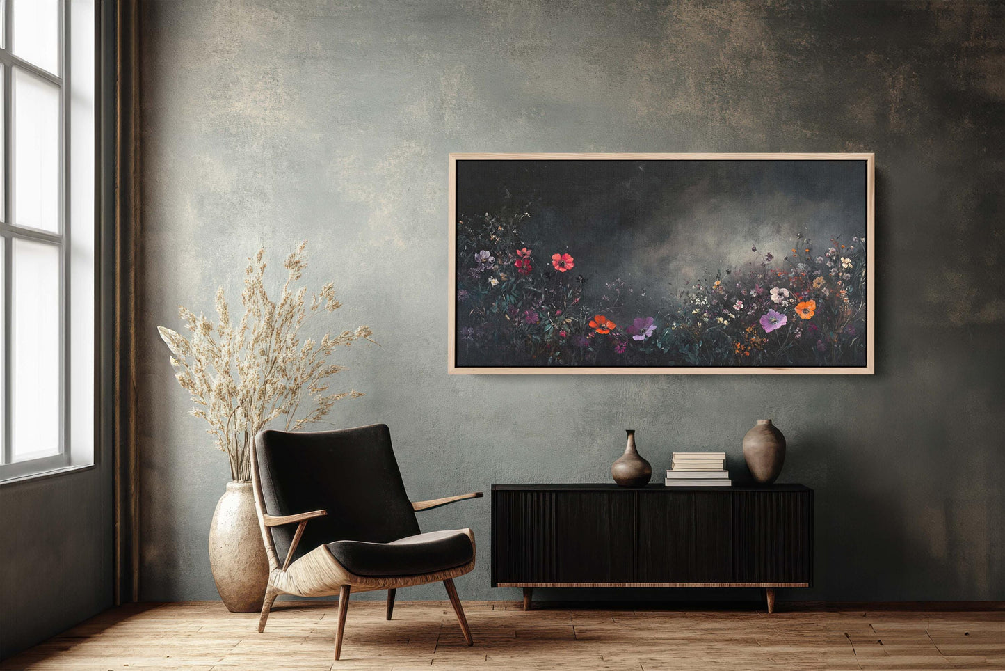 Moody Wildflowers, Flowers At Night, Dark Botanical, Wide Print