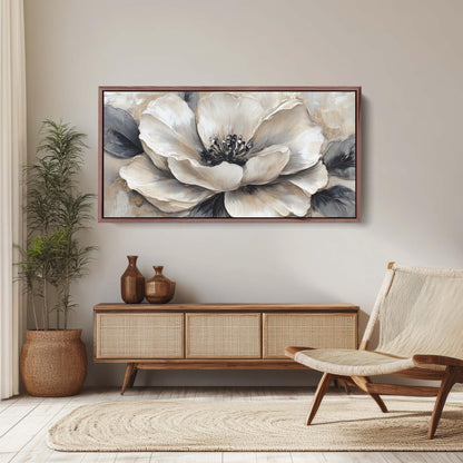Black White Flower, Neutral Tones, Flower Painting