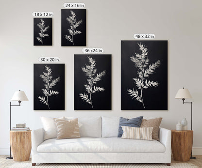 Black and White Floral, Botanical Art, Wildflower Decor, Farmhouse Print, Modern Art, Large Print, Framed Canvas