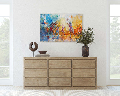 Women's Basketball, Girls Basketball, Colorful sports, Woman Sports, Large Art Print, Framed Canvas, Girls Room, Kids room, Athlete