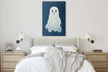 Cute Ghost Illustration, Halloween Ghost, Friendly Ghost, Happy Ghost, Fun Spirit, Halloween Poster, Canvas Art, Kid Friendly Halloween
